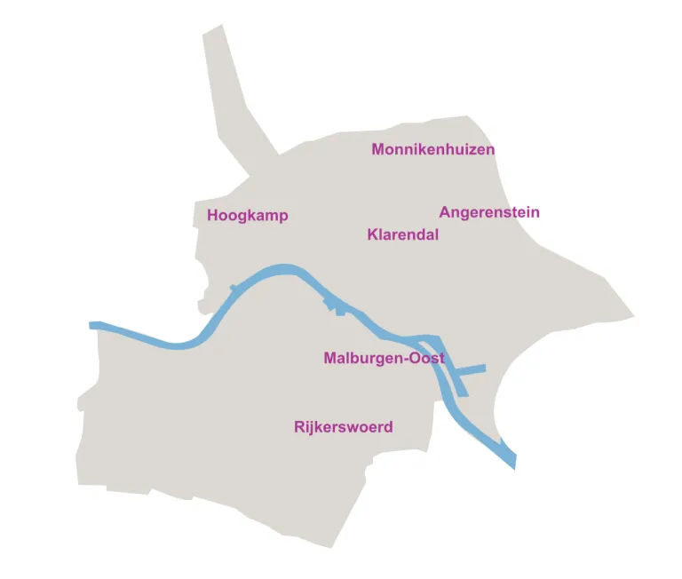 Plattegrond met wijken